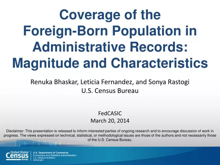 coverage of the foreign born population in administrative records magnitude and characteristics