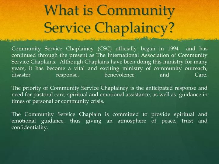 what is community service chaplaincy