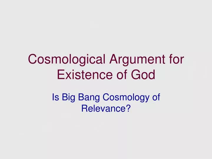 cosmological argument for existence of god