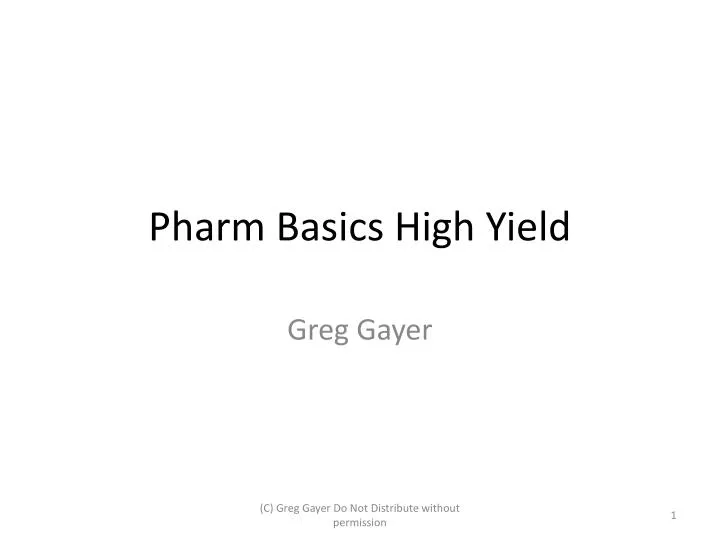 pharm basics high yield