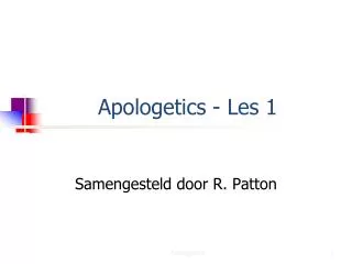 Apologetics - Les 1