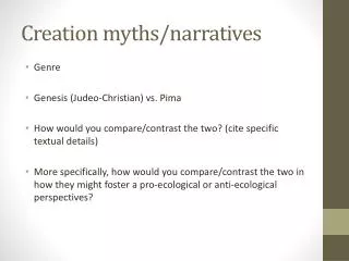 Creation myths/narratives