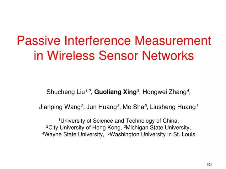 passive interference measurement in wireless sensor networks