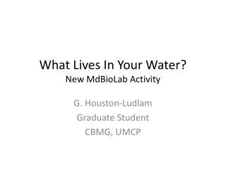 What Lives In Your Water? New MdBioLab Activity