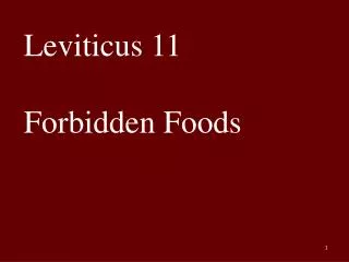 Leviticus 11 Forbidden Foods