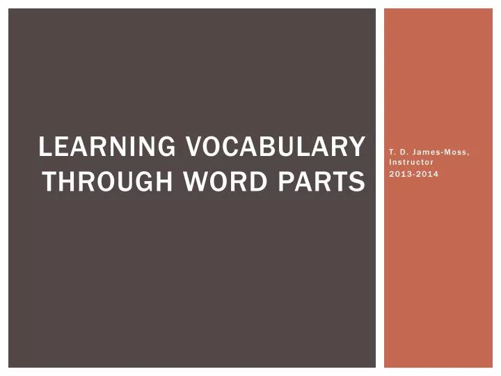 learning vocabulary through word parts