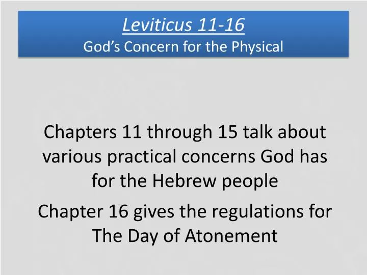 leviticus 11 16 god s concern for the physical