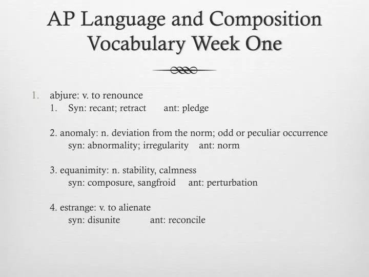 ap language and composition vocabulary week one