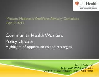 Community Health Workers Policy Update: Highlights of opportunities and strategies