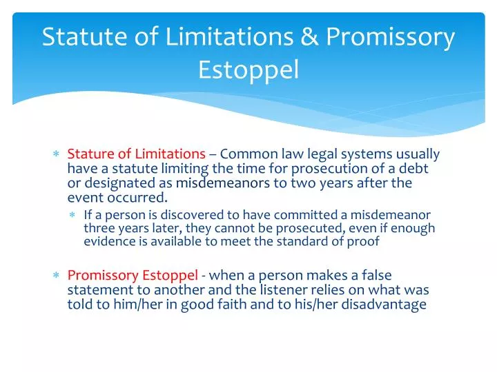 statute of limitations promissory estoppel