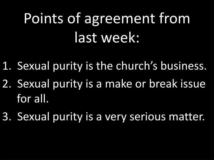 points of agreement from last week