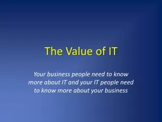 The Value of IT