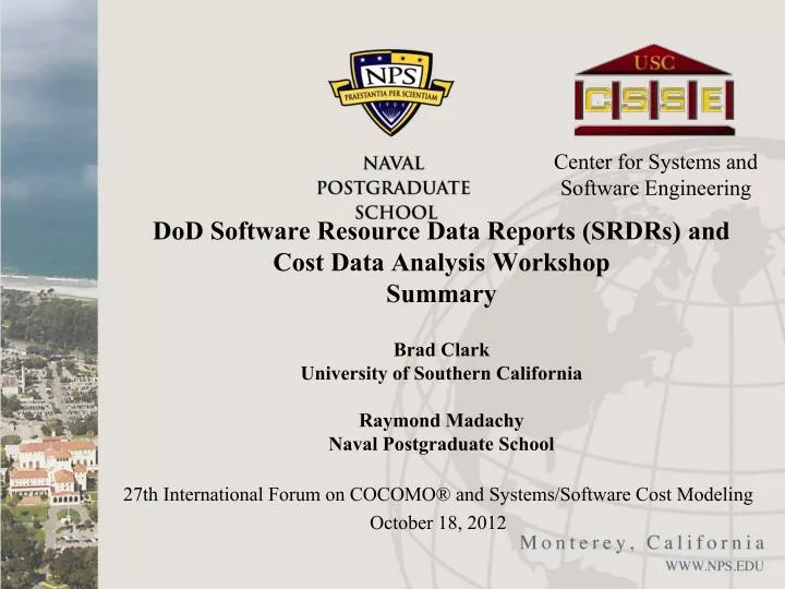 27th international forum on cocomo and systems software cost modeling october 18 2012