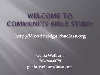 Welcome to Community bible study