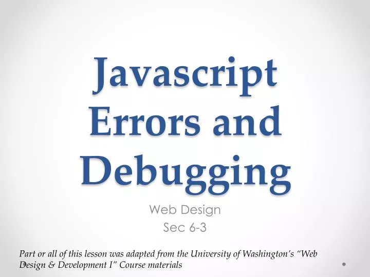 javascript errors and debugging