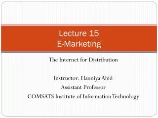 Lecture 15 E-Marketing