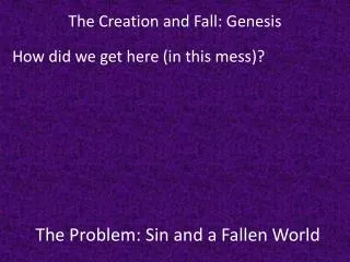 The Problem: Sin and a Fallen World
