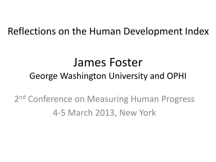 james foster george washington university and ophi