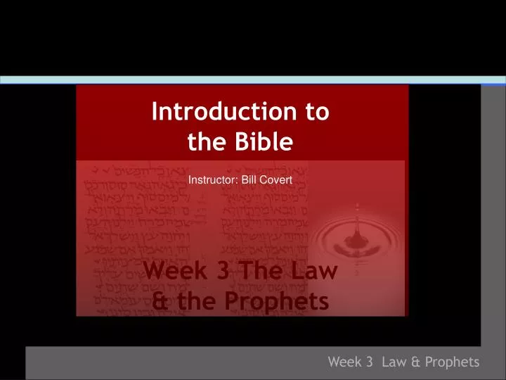 week 3 the law the prophets