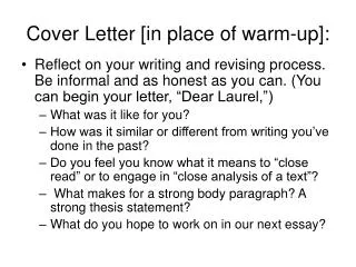 Cover Letter [in place of warm-up]: