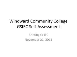 Windward Community College GSIEC Self-Assessment