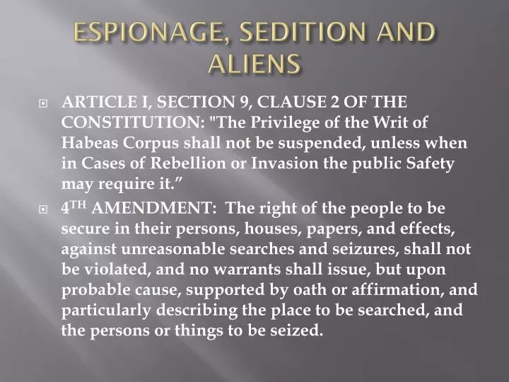espionage sedition and aliens