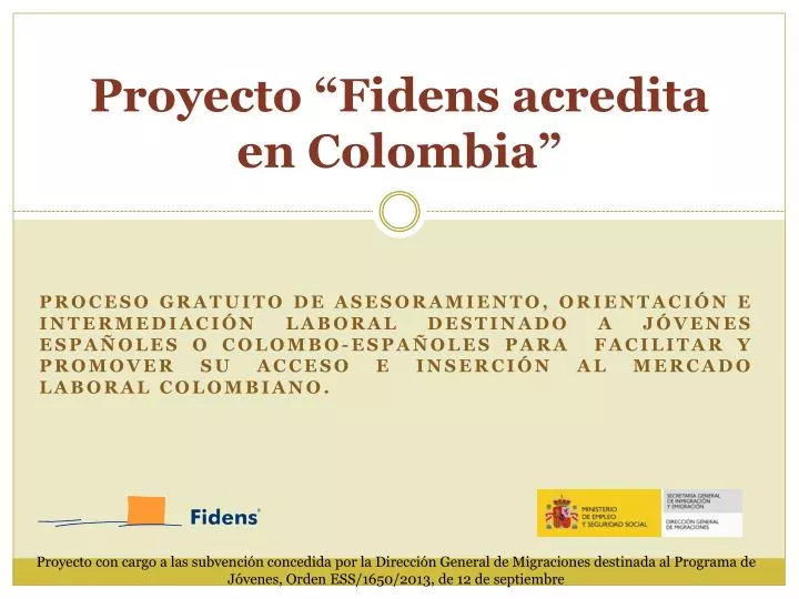 proyecto fidens acredita en colombia