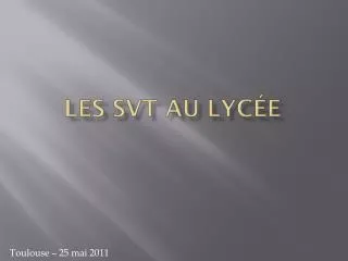 les svt au lyc e