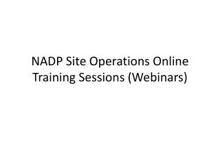 nadp site operations online training sessions webinars