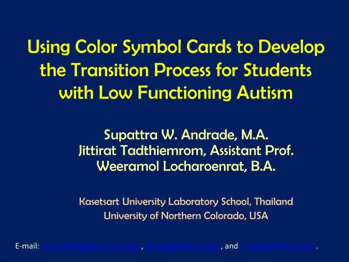 using color symbol cards to develop the transition process for students with low functioning autism