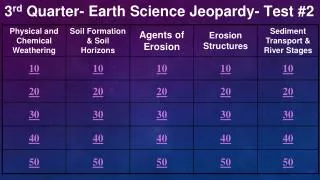 3 rd Quarter- Earth Science Jeopardy- Test #2
