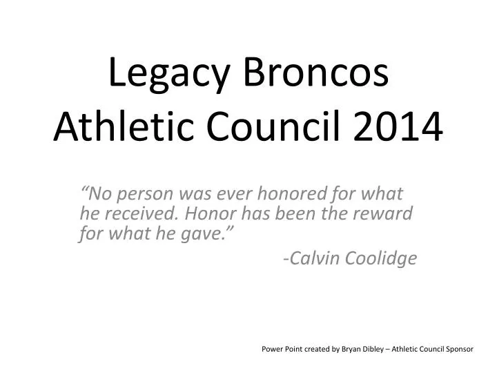 legacy broncos athletic council 2014