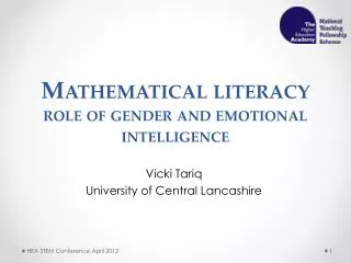 Mathematical literacy role of gender and emotional intelligence