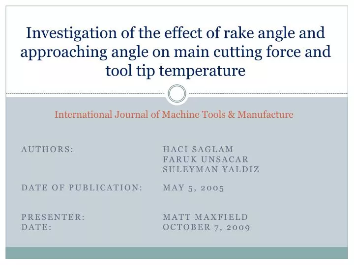 international journal of machine tools manufacture