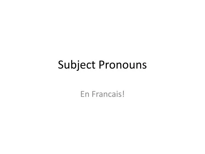 subject pronouns