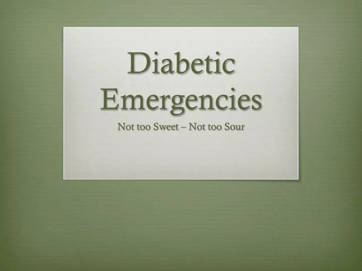 diabetic emergencies