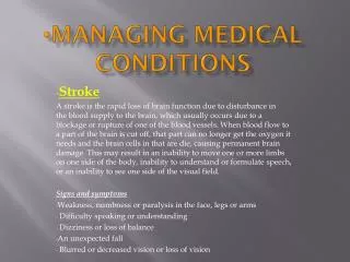 managing medical conditions