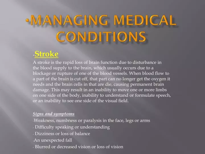 managing medical conditions