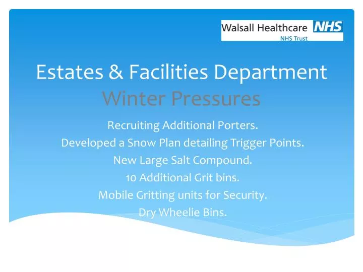 estates facilities department winter pressures