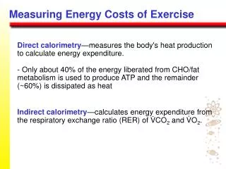 Measuring Energy Costs of Exercise