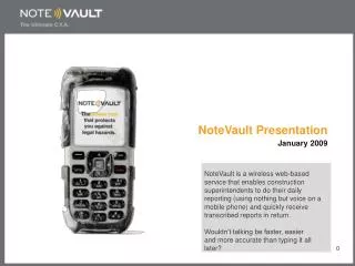 NoteVault Presentation January 2009