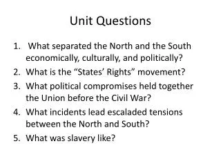 Unit Questions