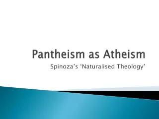 Pantheism as Atheism