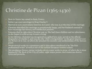 Christine de Pizan (1365-1430)