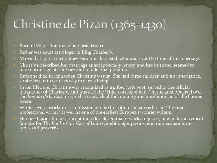 christine de pizan 1365 1430