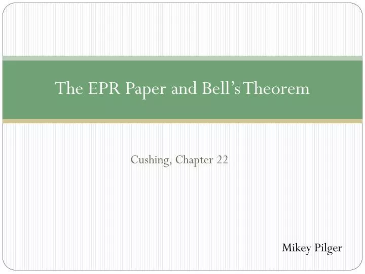 the epr paper and bell s theorem