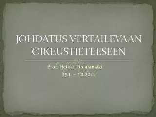 johdatus vertailevaan oikeustieteeseen