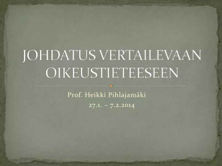 johdatus vertailevaan oikeustieteeseen