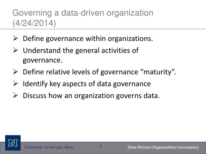 governing a data driven organization 4 24 2014