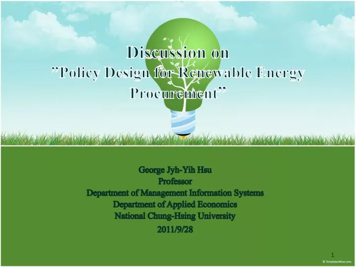 discussion o n policy design for renewable energy procurement